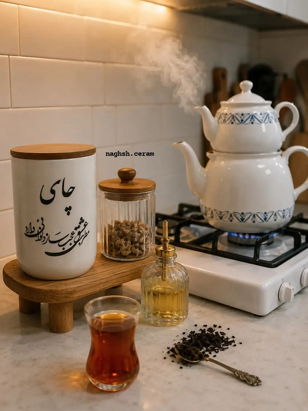 بانکه سرامیکی دست‌ساز طرح شعر